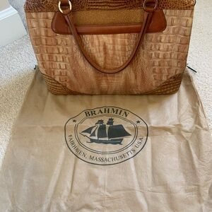 Brahmin Tri-color Toasted Almond large Crocodile Embossed Tote